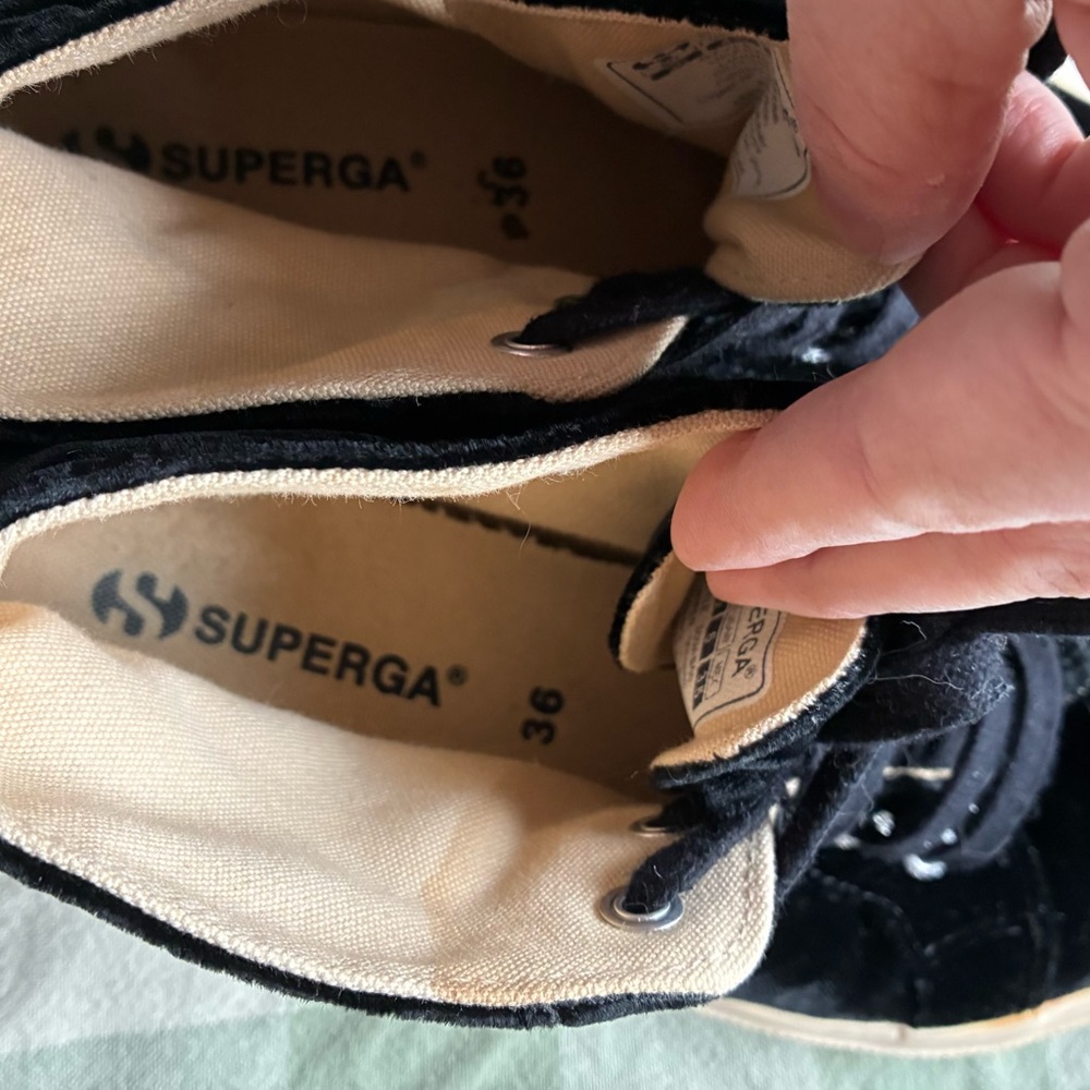 Superga Velvet “2095 Velvtw” Black High-Top Sneakers Women’s 6 Hip Street Indie - Picture 6 of 8